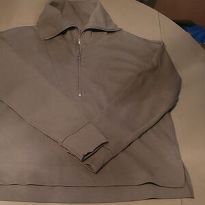 Elegant Women's Zip-Up Sweater in Taupe